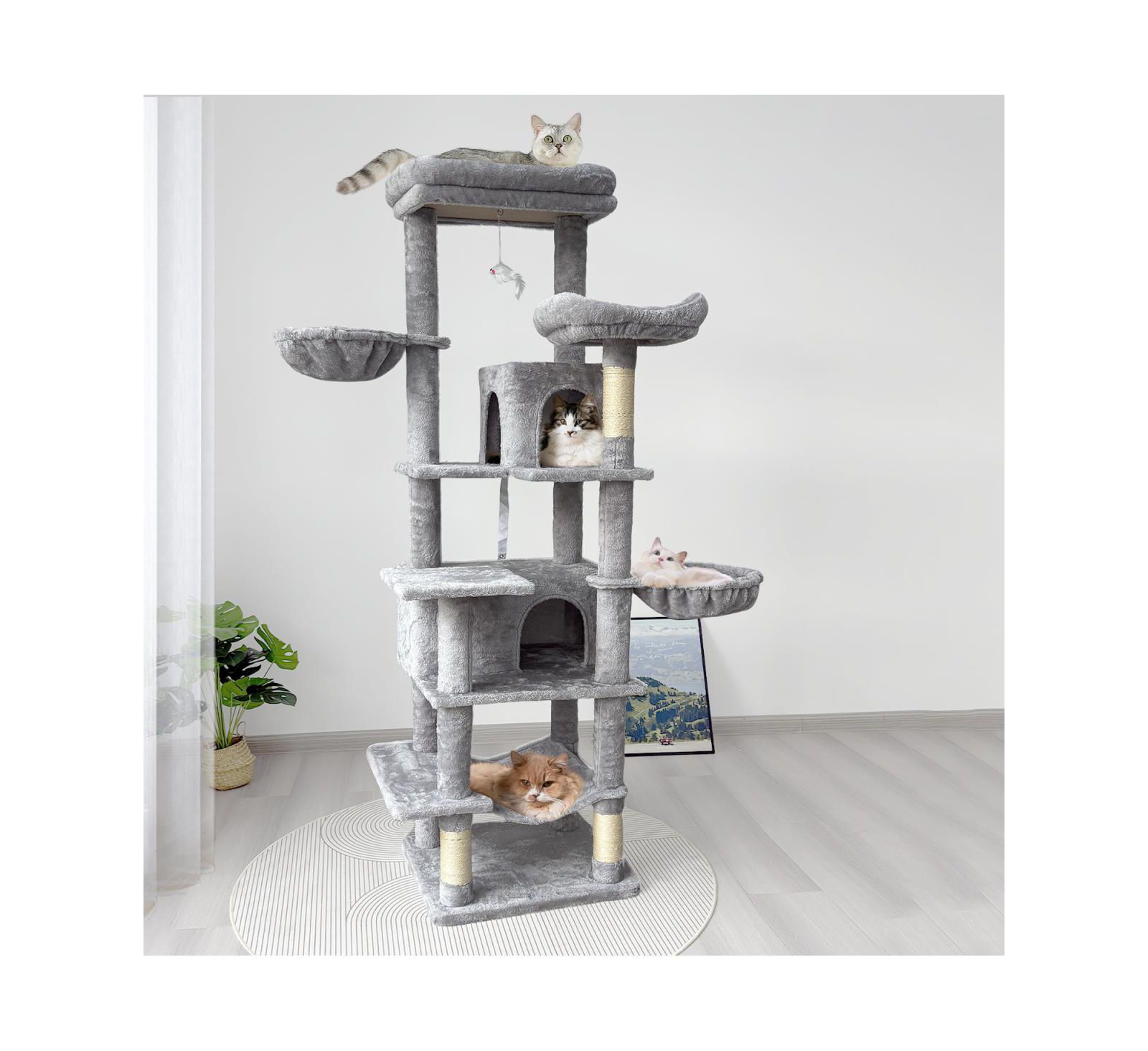 Streamdale Furniture 68 inches Multi-Level Cat Tree with Hammocks, Cave, and Scratching Posts