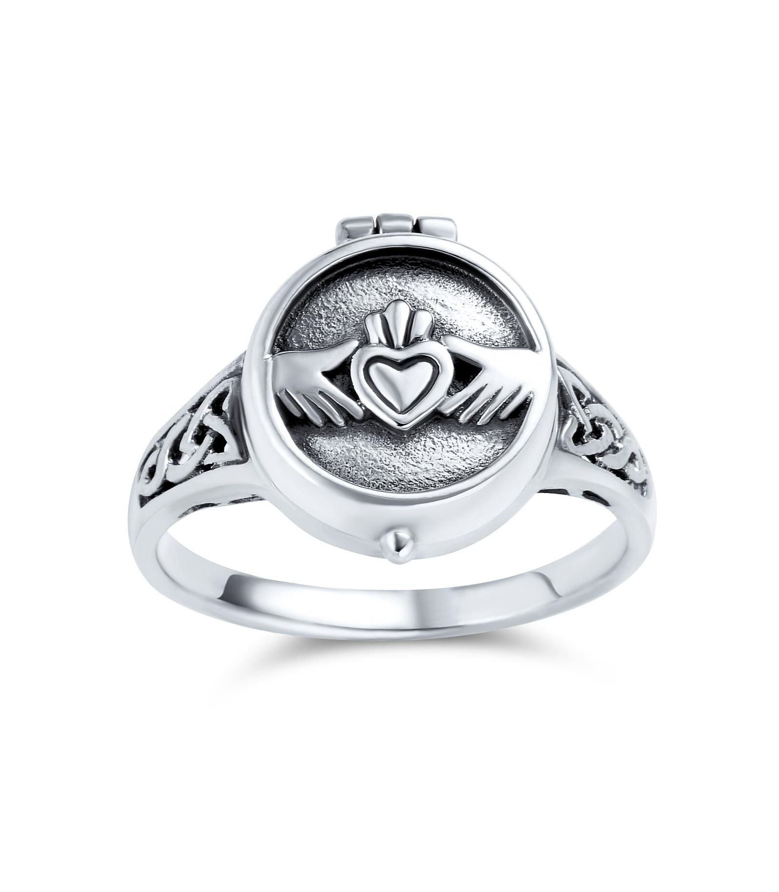 Кольцо-локет Bling Jewelry Claddagh с кельтским сердцем из серебра.925