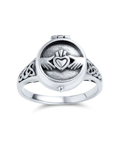 Кольцо-локет Bling Jewelry Claddagh с кельтским сердцем из серебра.925