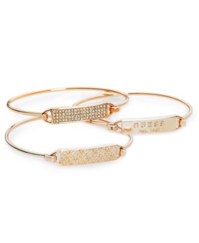 Браслеты GUESS Rose Gold-Tone, набор из 3 шт. (пластина и проволочные браслеты)