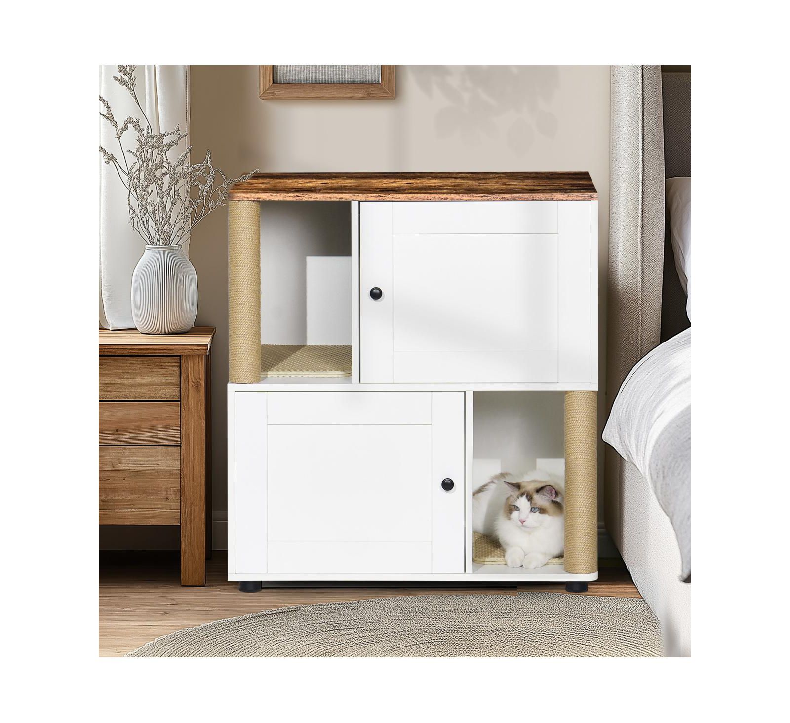 Streamdale Furniture Double Cat Litter Box Enclosure with Shelves