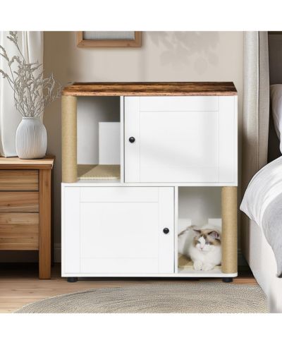 Streamdale Furniture Double Cat Litter Box Enclosure with Shelves