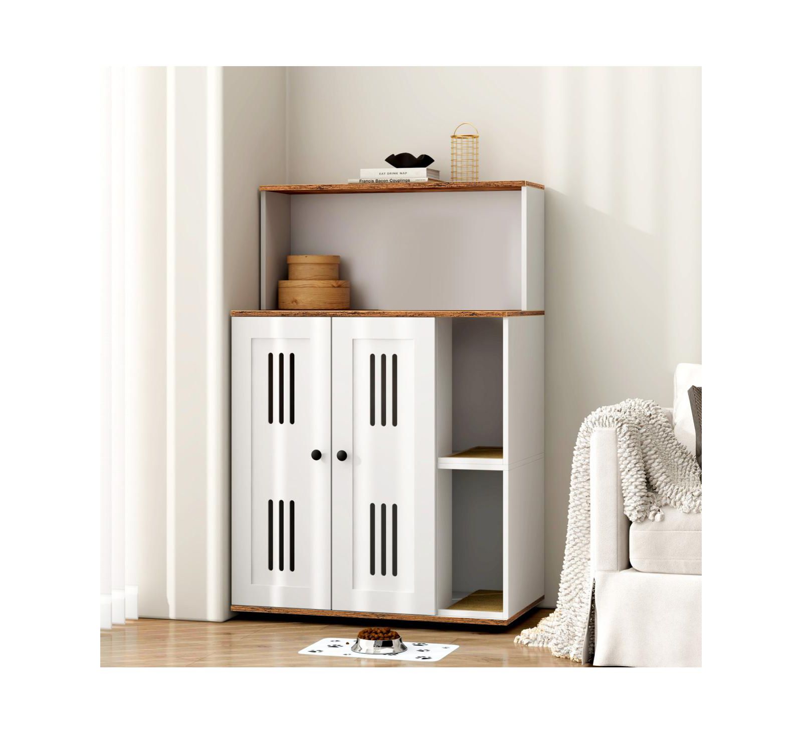 Streamdale Furniture Double Litter Box Enclosure Cabinet for 2 Cats