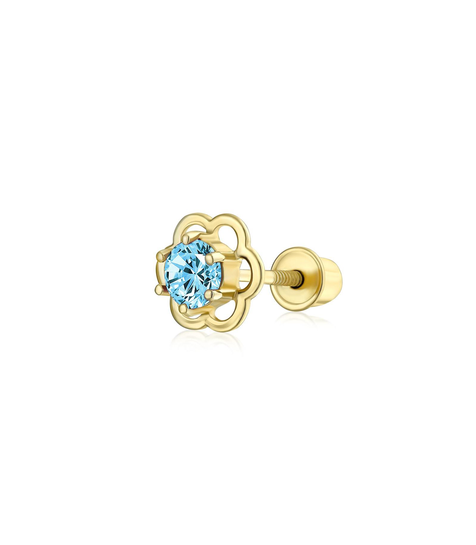 Bling Jewelry Tiny Open Flower CZ Stud Helix Lobe Cartilage 1 Piece Earring Screwback 14K 4MM