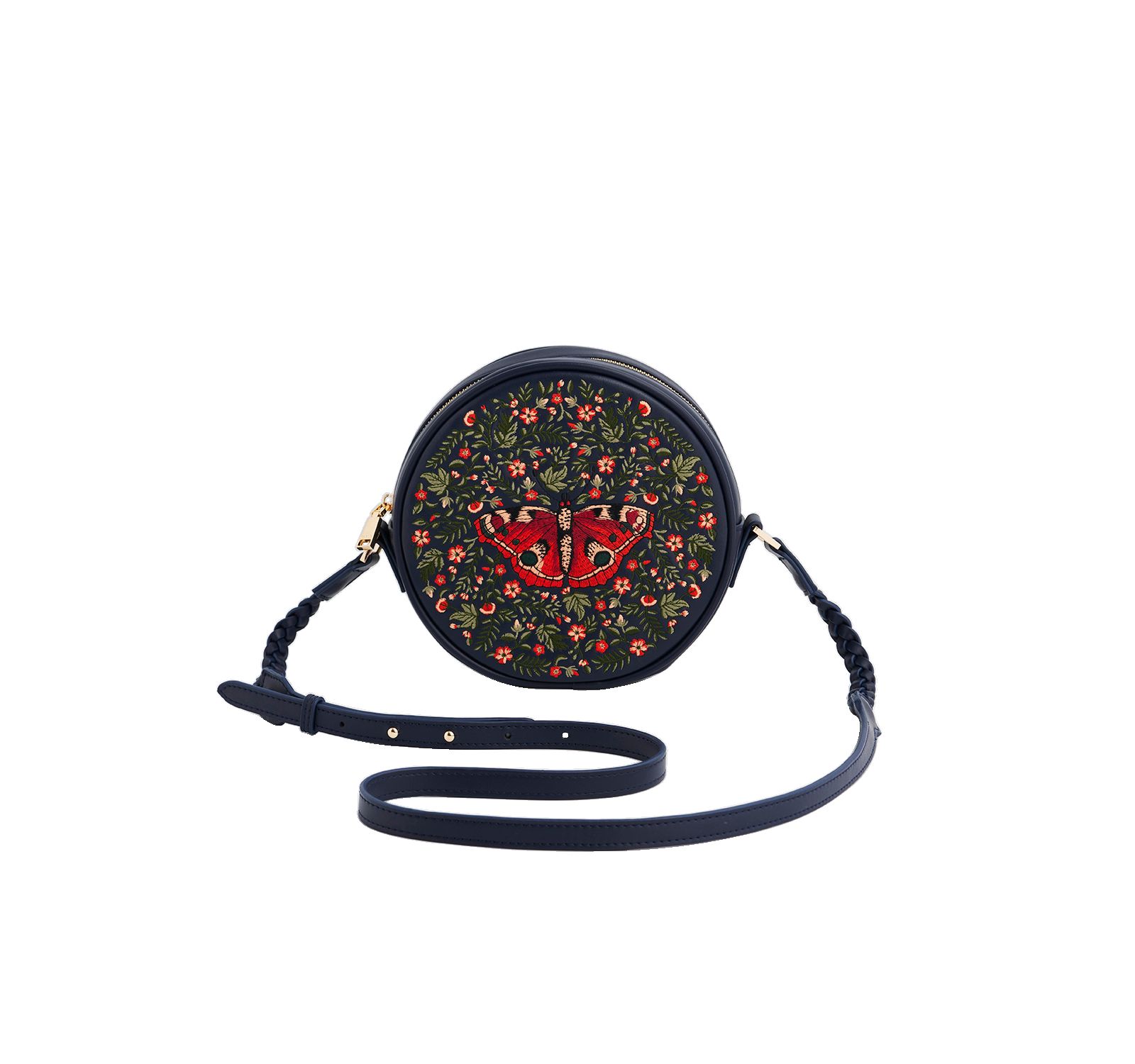 Fable England Women's Butterfly Embroidered Circle Bag