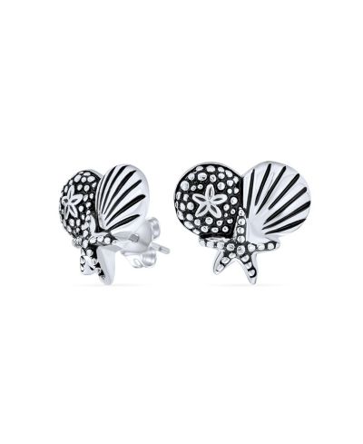 Серьги-гвоздики Bling Jewelry с морскими звездами, ракушками и песчаными долларами из серебра .925 Sterling Silver