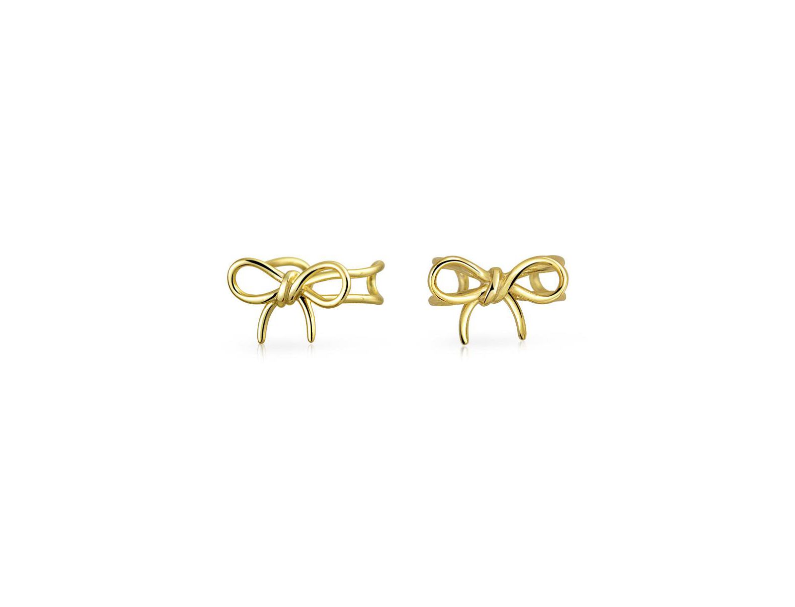 Серьги-кафф Bling Jewelry Dainty Ribbon с бантом из позолоченного стерлингового серебра.925