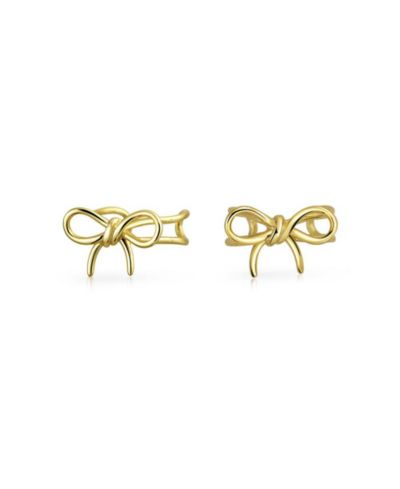 Серьги-кафф Bling Jewelry Dainty Ribbon с бантом из позолоченного стерлингового серебра.925