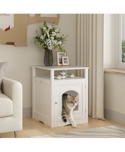 Streamdale Furniture Modern Wooden Cat Litter Box Enclosure with Storage Shelf