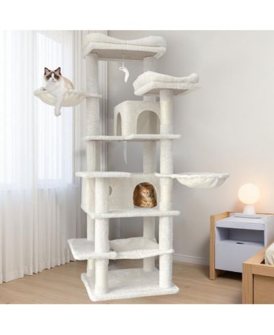 Streamdale Furniture 68in Multi-Level Cat Tree with Hammocks, Cave, and Scratching Posts