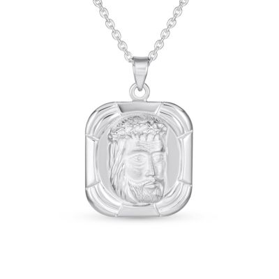 Подвеска Bling Jewelry Religious Face of Jesus Medallion Dog Tag из стерлингового серебра