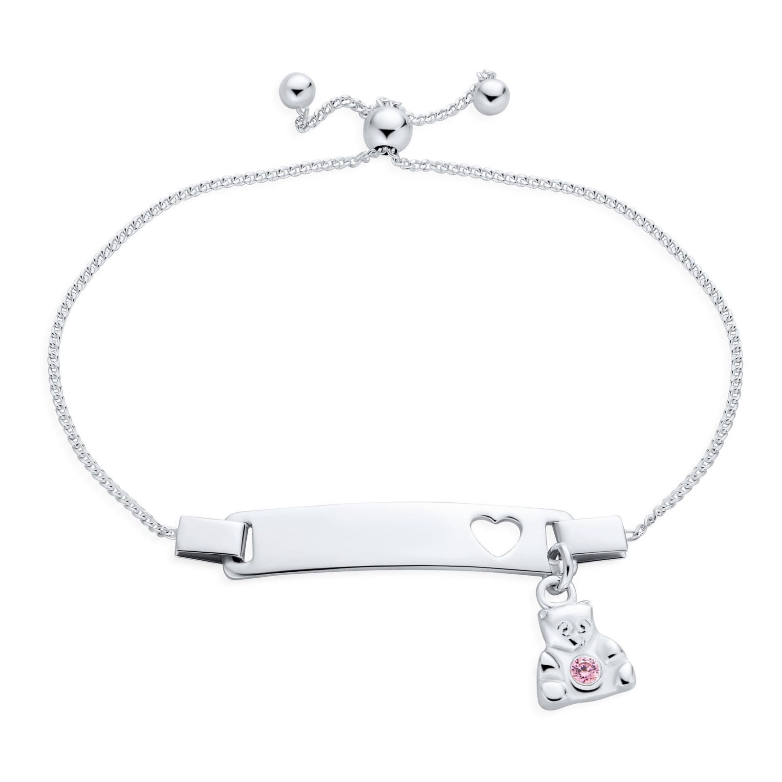 Браслет Bling Jewelry Petite Bear Charm Blank Name Identification ID Bolo,.925 Sterling Silver