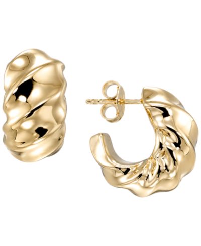 Серьги-кольца Italian Gold Shrimp C Shape из желтого золота 10k
