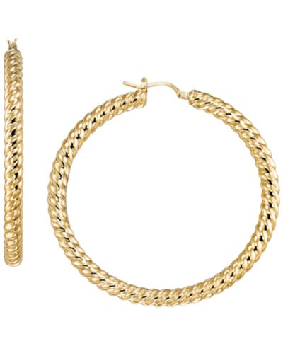 Серьги-кольца Italian Gold Twist Rope из желтого золота 10k