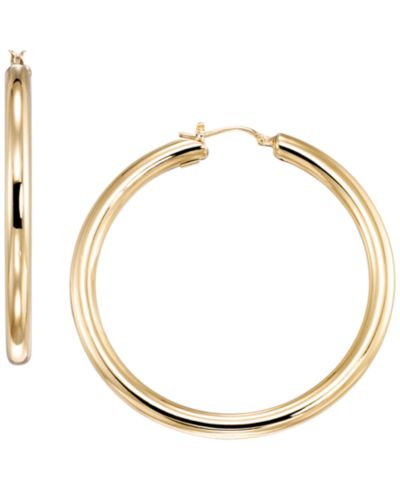 Серьги Italian Gold в форме круглых трубок, 10k Yellow Gold