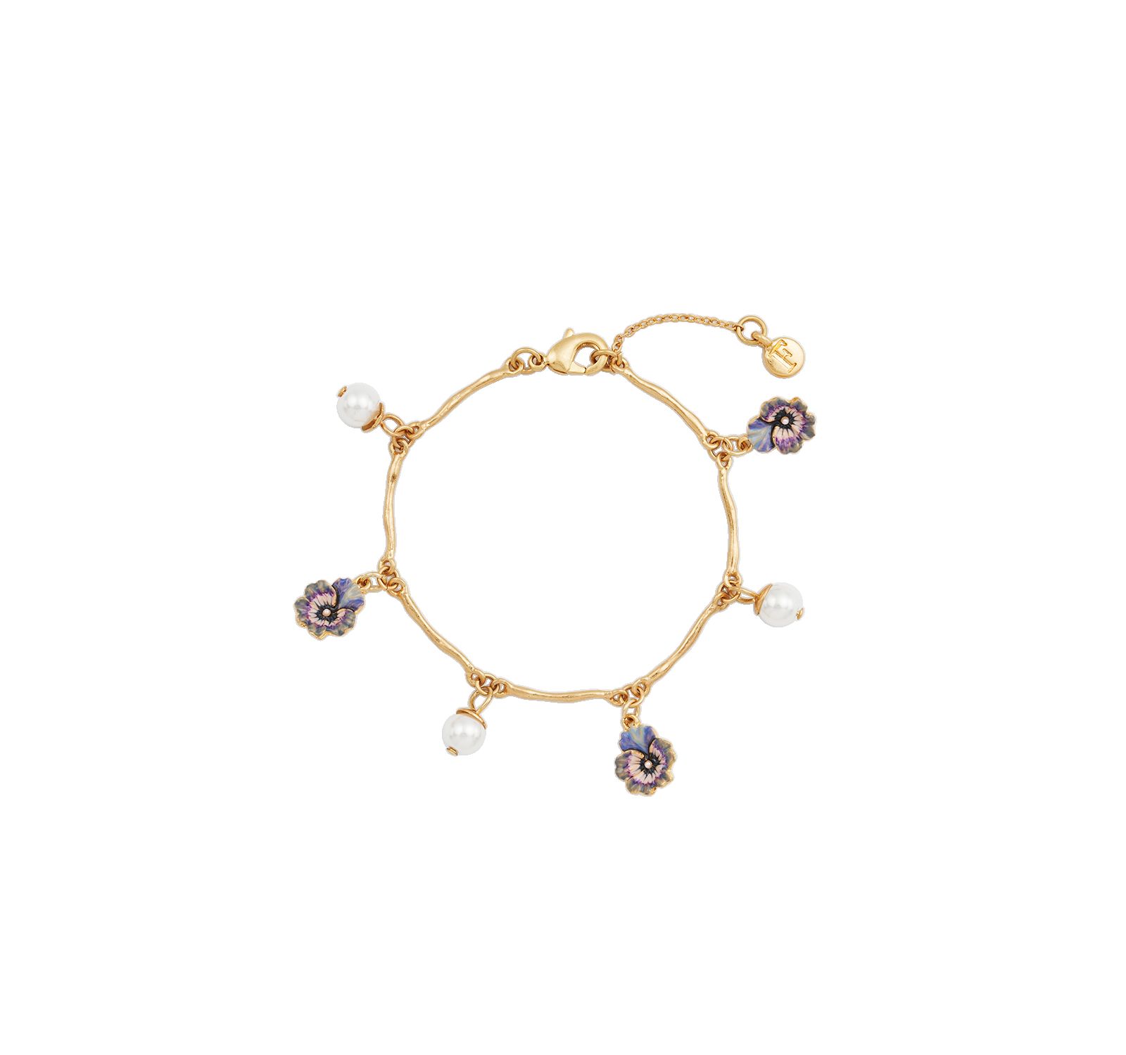 Золотой браслет Fable England Pansy and Pearl Charm