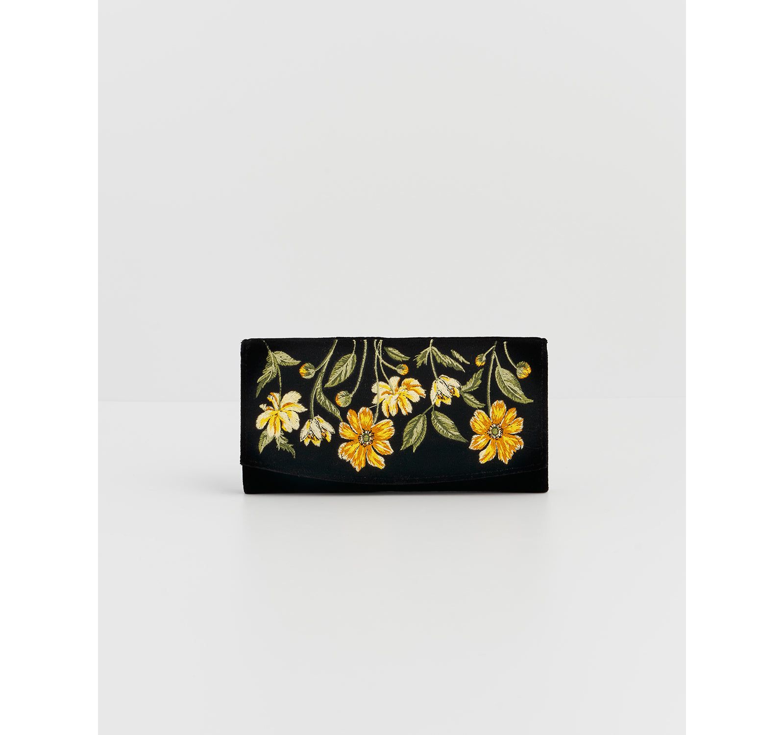 Fable England Botanical Velvet Embroidered Purse Large