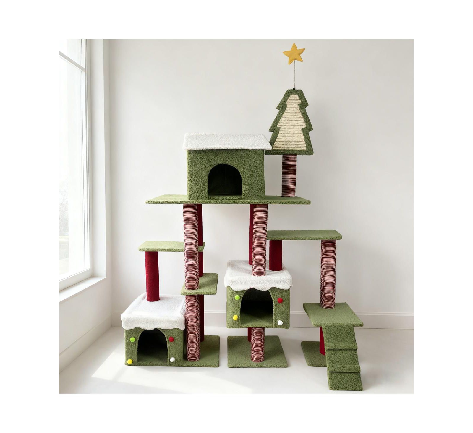 Streamdale Furniture Wide Christmas Cat Tree Tower For Indoor Cats