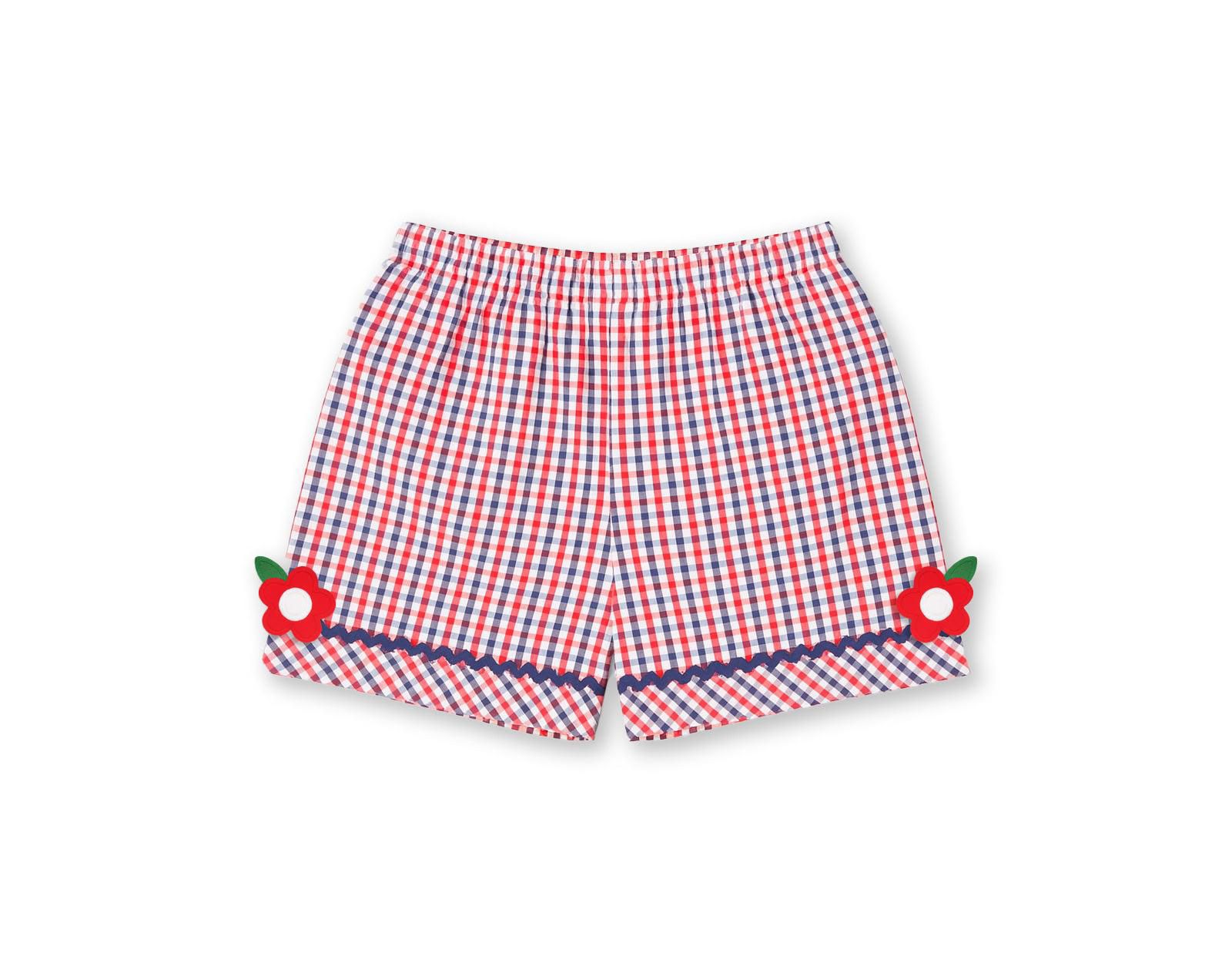 Шорты Florence Eiseman Big Girls Plaid Seersucker с Ric Rac и цветами