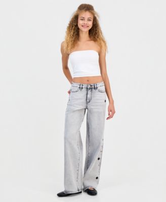 Женские джинсы Madden Girl Juniors' Star Stud Mid Rise Wide Leg