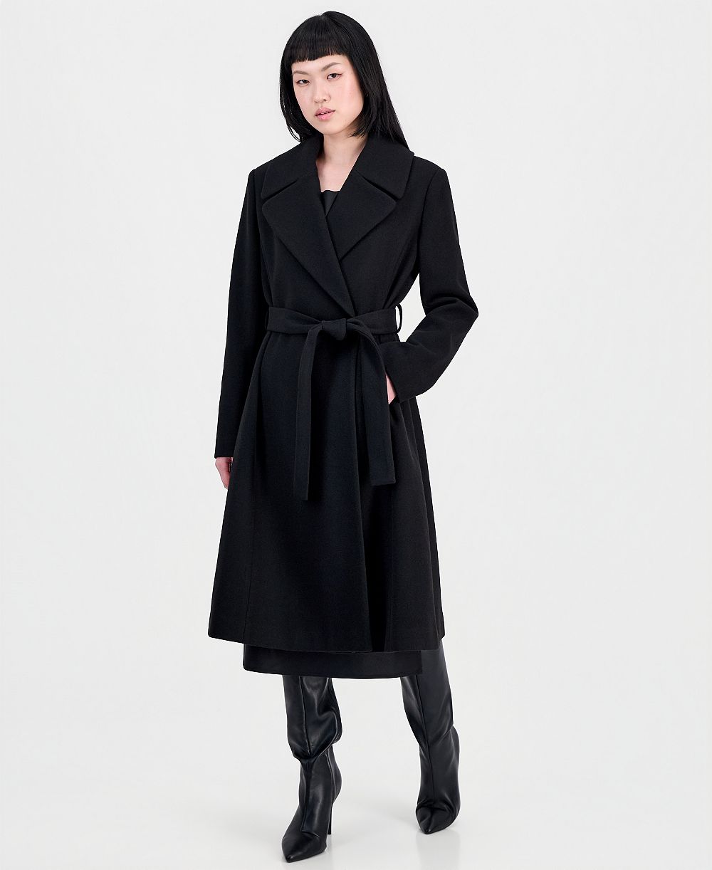 CeCe Women's Double-Breasted Belted Bow Back Coat