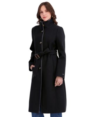 Tahari Женское пальто с воротником-воронкой и ремнем из искусственной кожи