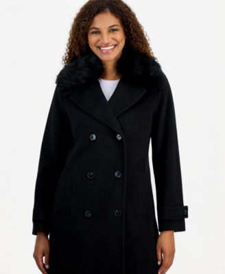 Calvin Klein Women's Faux-Fur Collar Tailored Coat