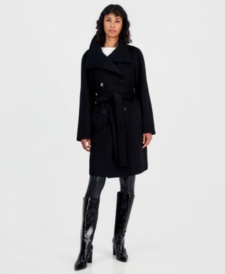 Calvin Klein Women's Double-Breasted Wrap Knit-Collared Coat