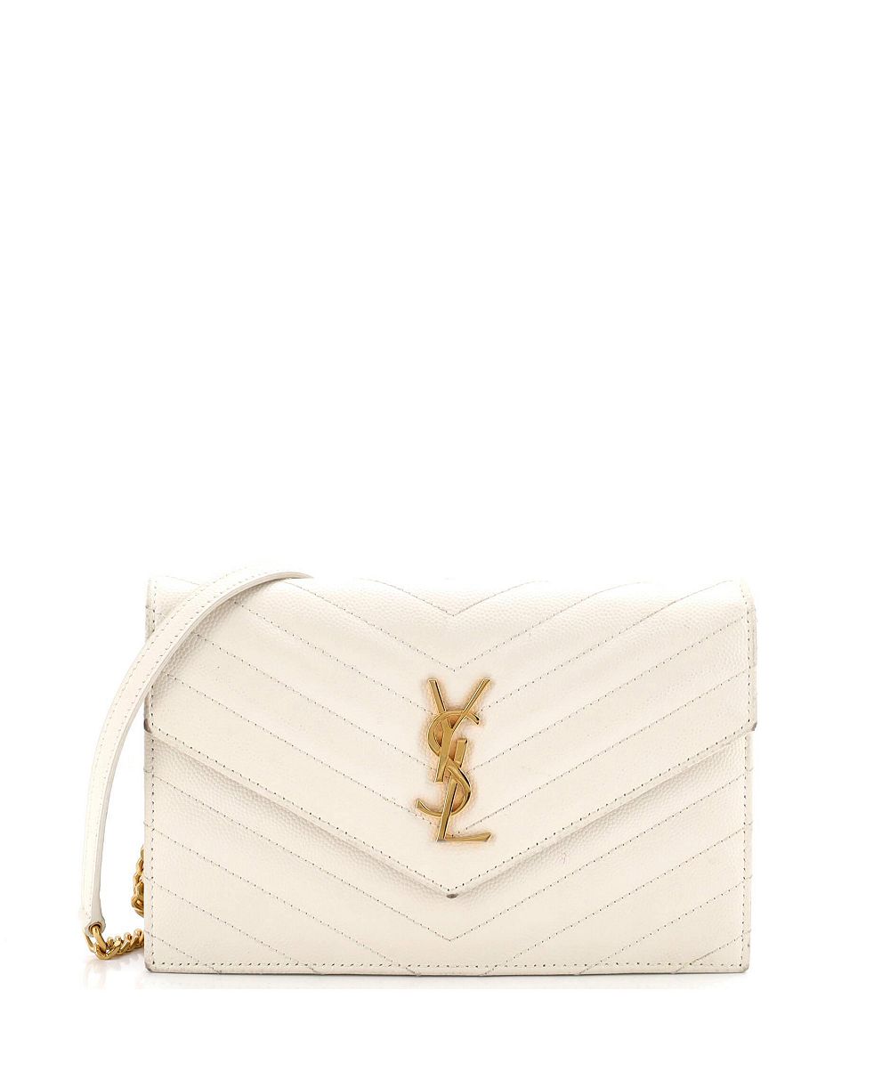 Pre-Owned Saint Laurent маленький классический кошелек на цепочке Matelasse Chevron из кожи с монограммой