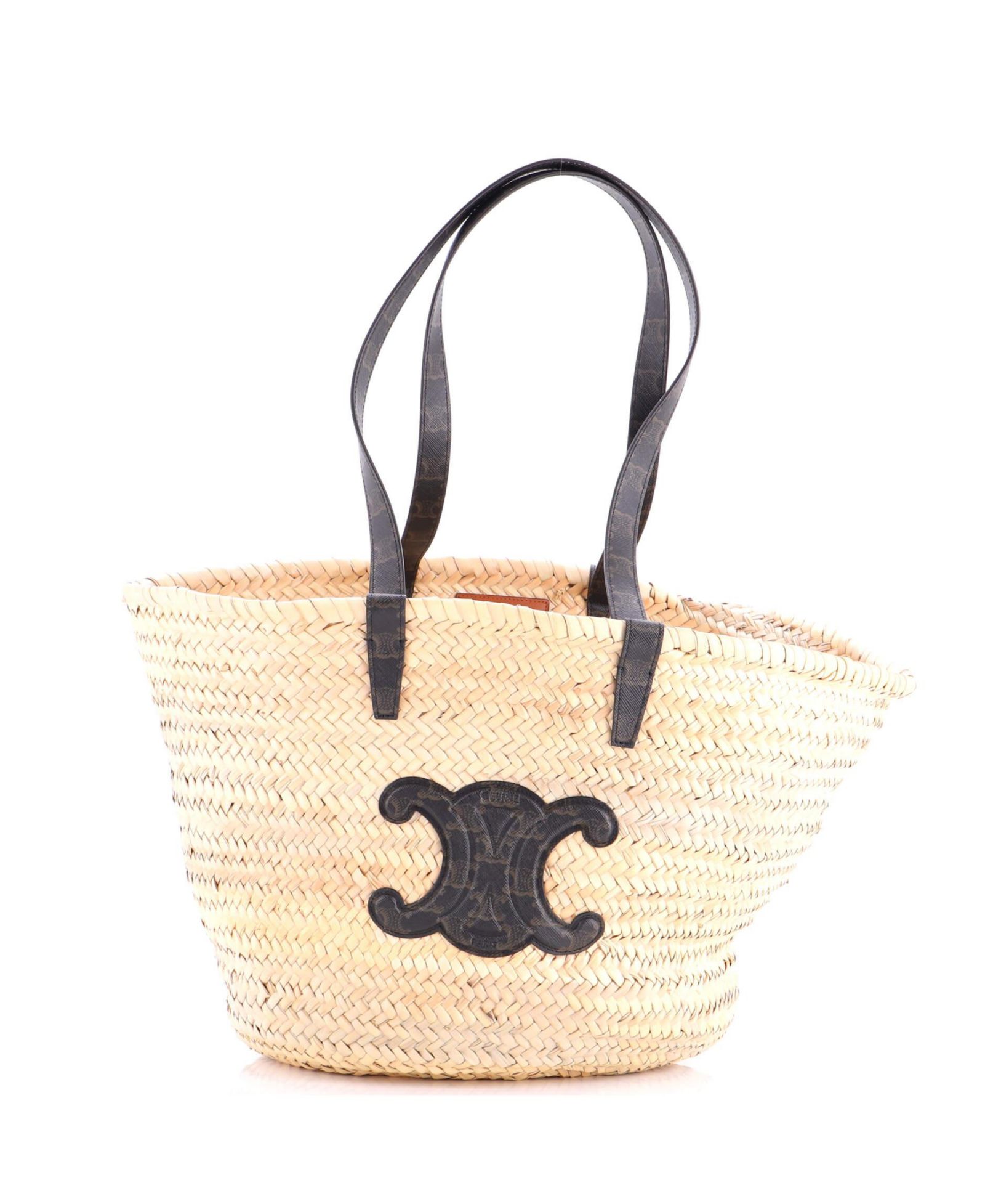 Сумка через плечо Pre-Owned Celine Large Triomphe Basket Raffia с кожаными элементами