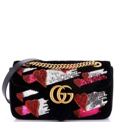 Б/у сумка Gucci Small GG Marmont Flap Embellished Matelasse Velvet