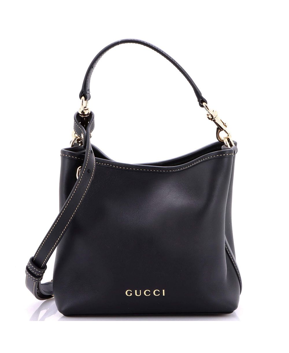 Pre-Owned Gucci Small Emblem Bucket Bag Leather