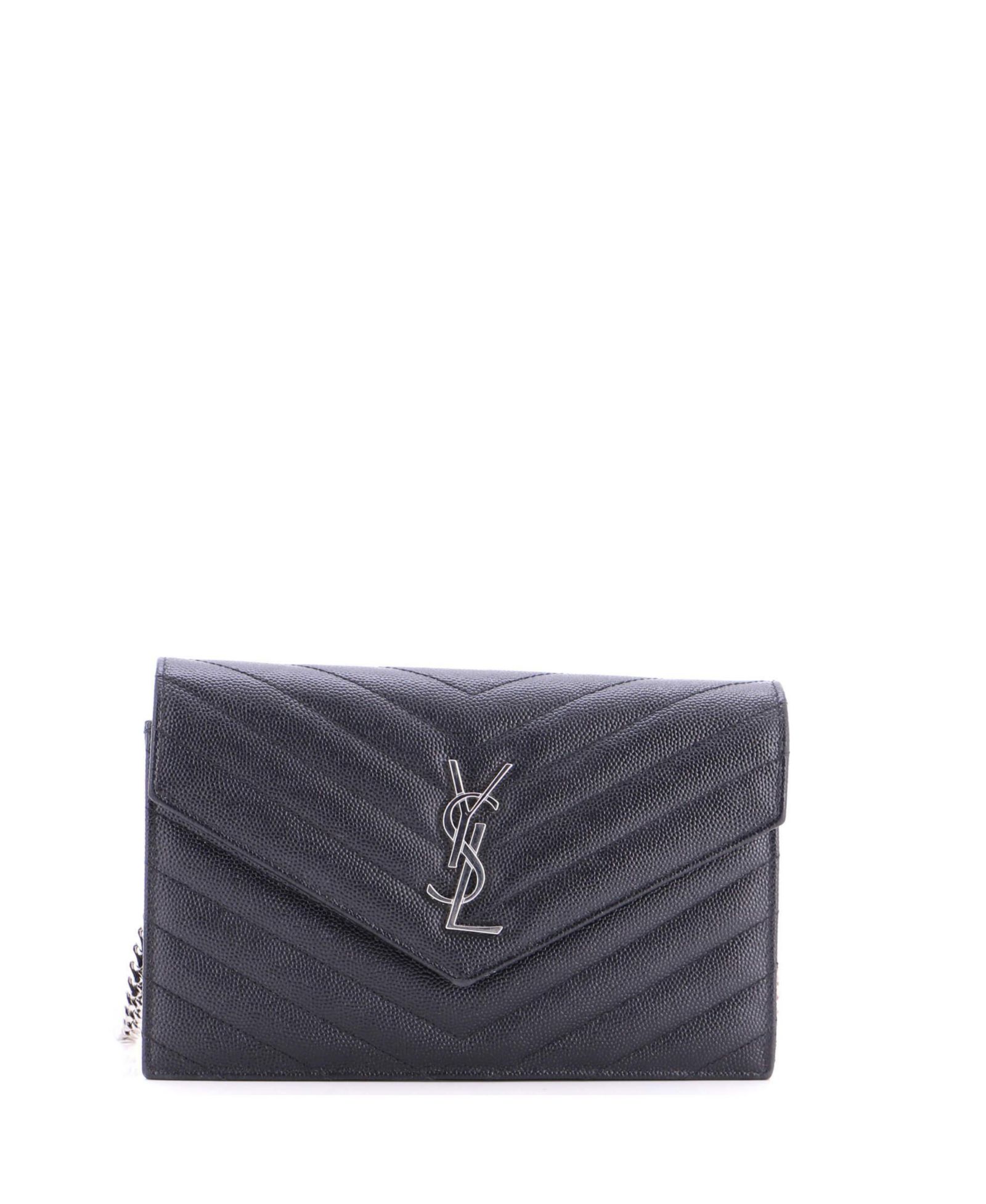 Б/у кошелек Saint Laurent Small Classic Monogram на цепочке, кожа Matelasse Chevron