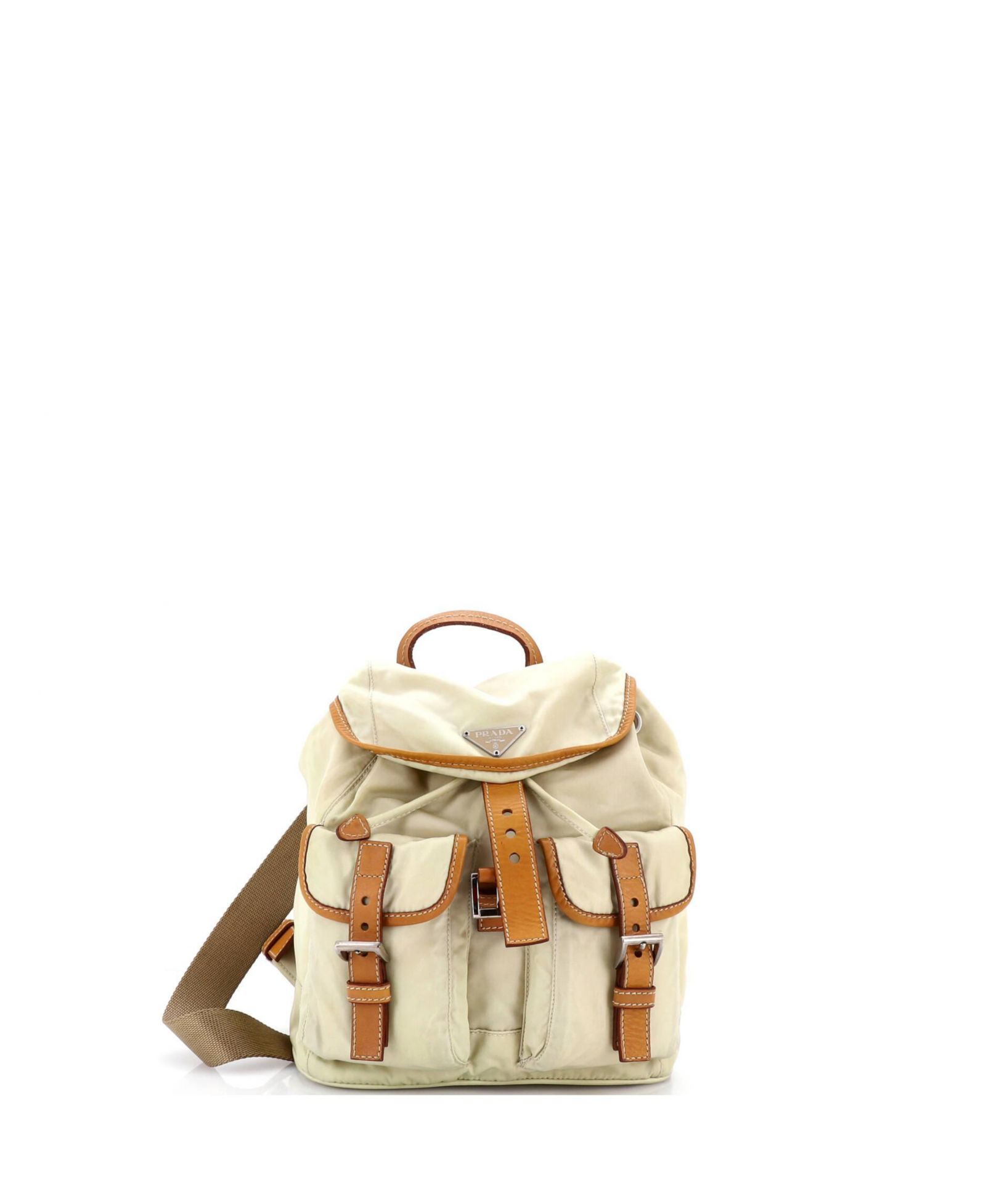 Pre-Owned Prada Small Double Front Pocket Backpack Tessuto