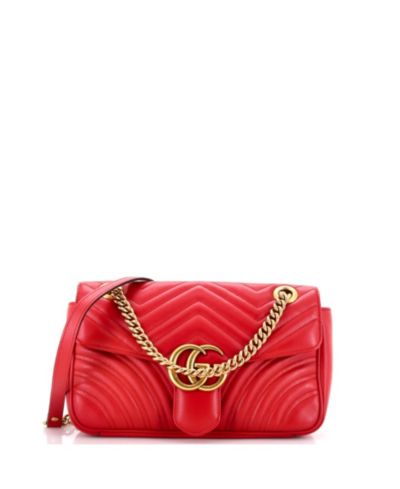 Pre-Owned Gucci Medium GG Marmont Flap Bag Matelasse Leather