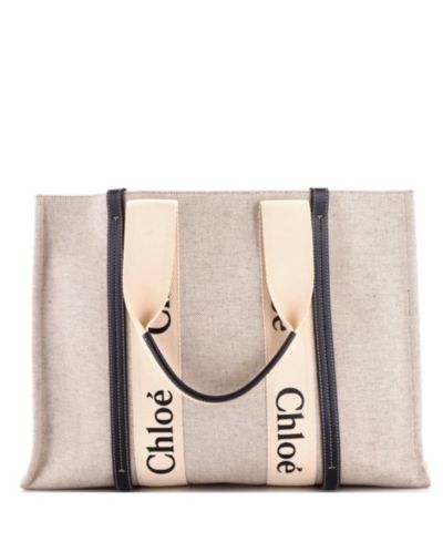 Сумка-тоут Chloe Large Woody Canvas с кожаной отделкой Pre-Owned