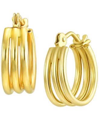 Macy's Three-Row Huggie Hoop Earrings in 10k Yellow Gold