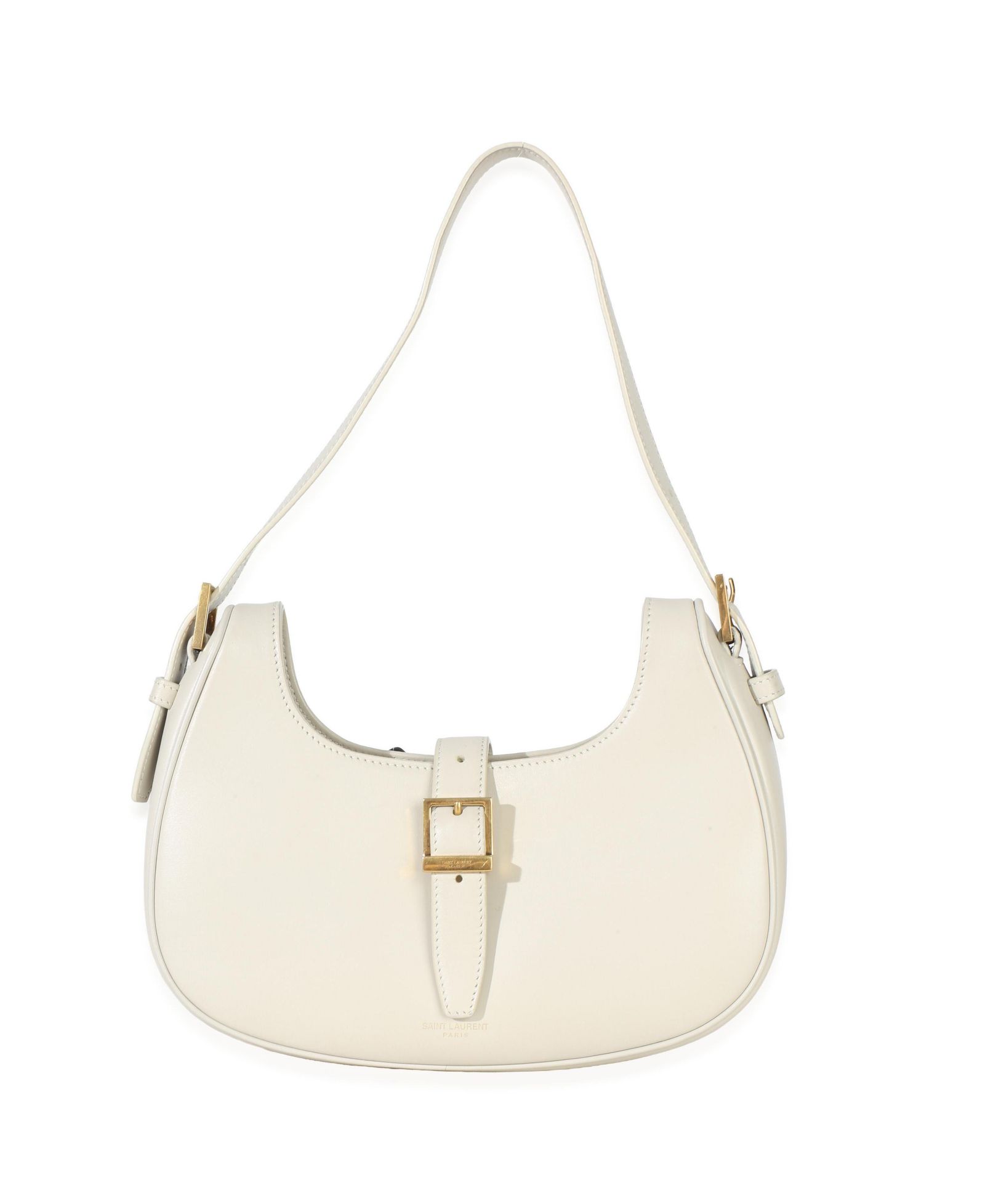 Б/у сумка Saint Laurent Le Fermoir Hobo из гладкой телячьей кожи, кремовая
