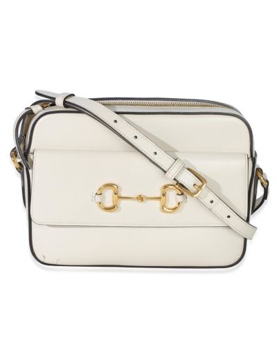 Сумка через плечо Gucci White Textured Calfskin Small Horsebit 1955, б/у