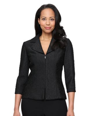 Alex Evenings Women's Textured Jacquard Zip Jacket