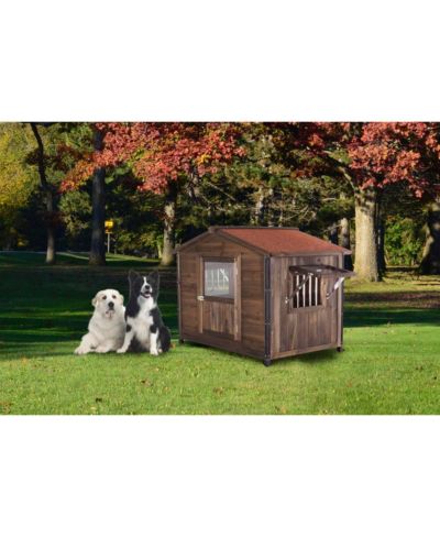 Streamdale Furniture Large Wooden Cabin-Style Dog Kennel with Iron Frame