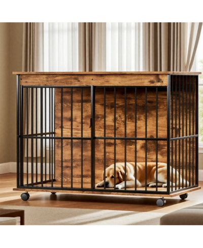 Streamdale Furniture Large Wooden Dog Crate Furniture with Tray for Medium to Large Dogs