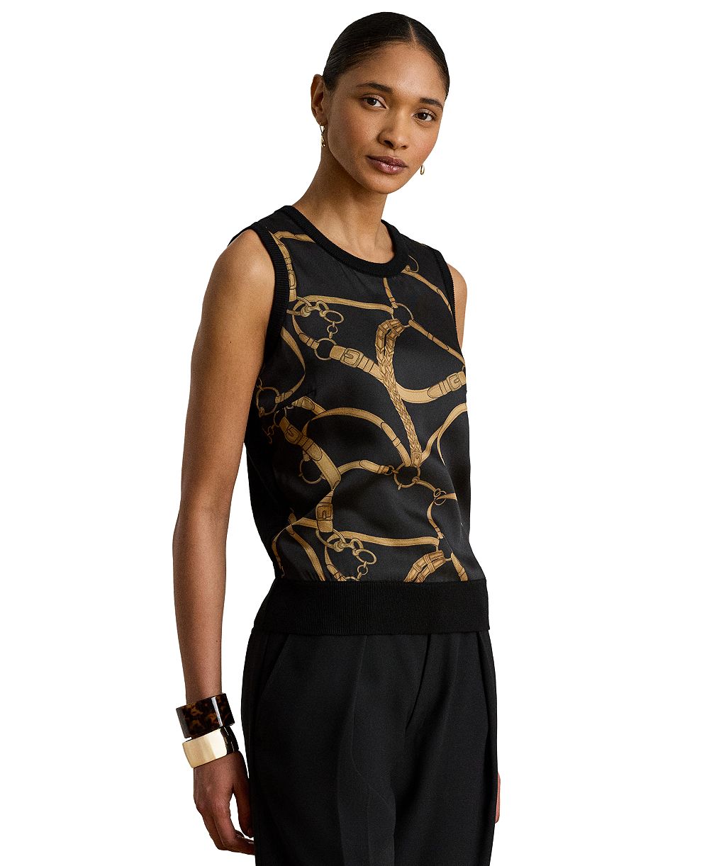 Lauren Ralph Lauren Women's Belting Print Sleeveless Sweater