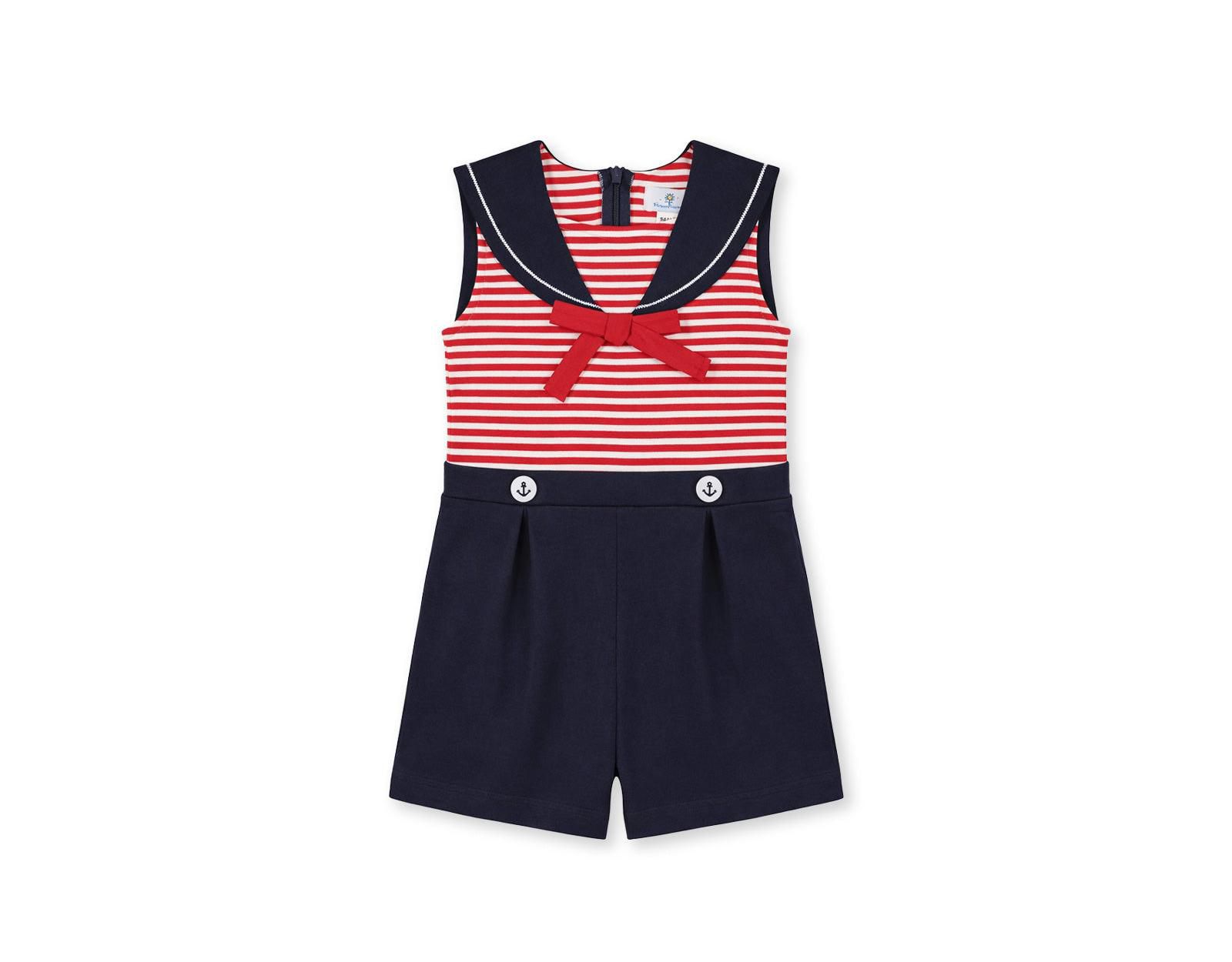 Florence Eiseman Ромпер-шорты для маленьких девочек Florence Eiseman Stripe Knit с воротником матроса