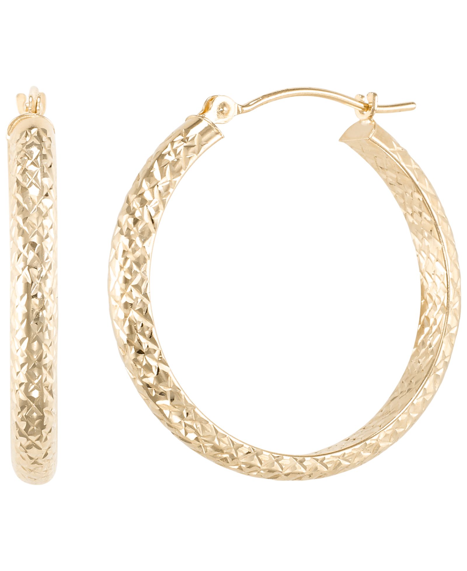 Серьги-кольца Round Inside-Out Diamond Cut в 10k Yellow Gold