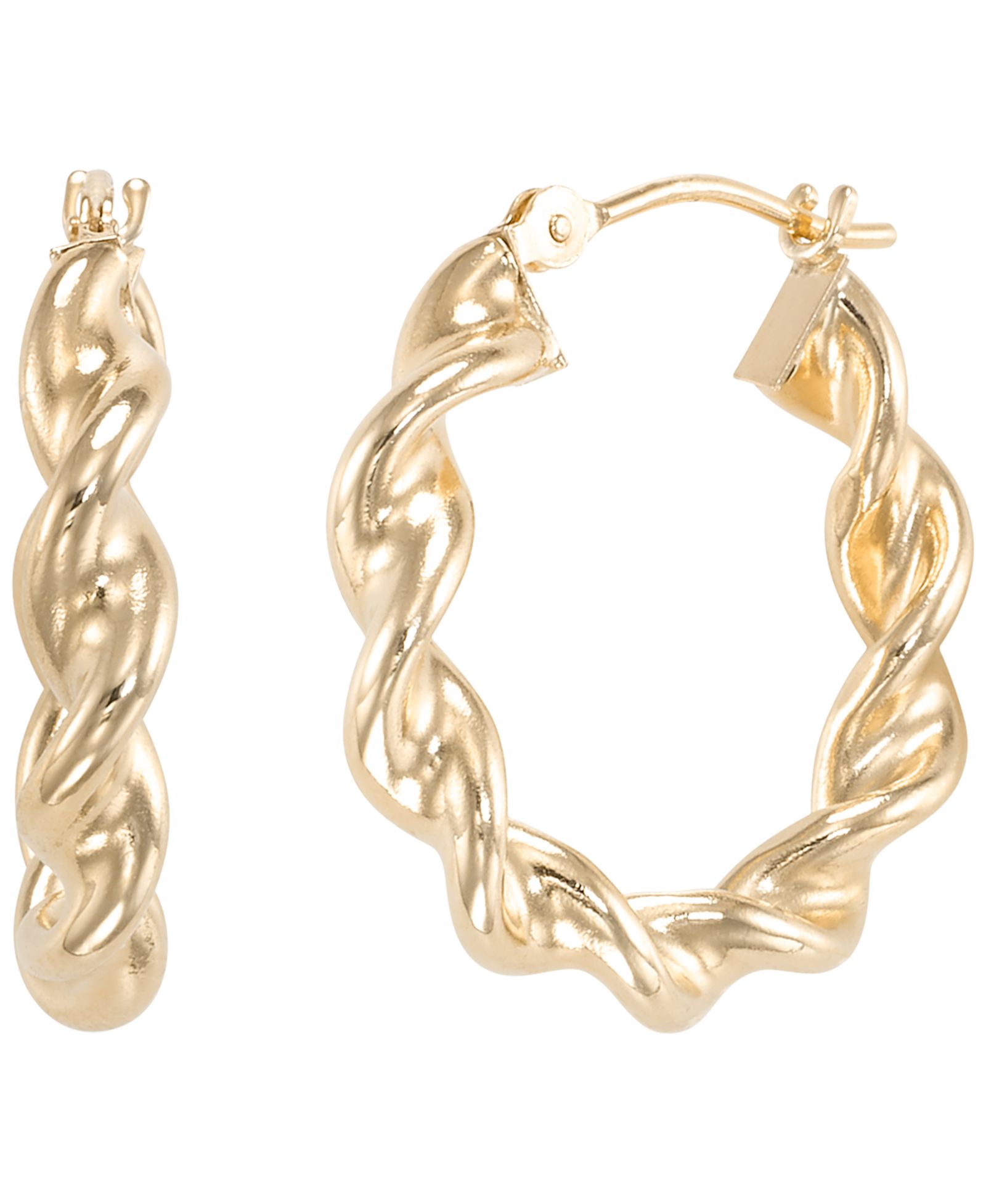 Серьги-кольца Round Twisted High Polished 10k Yellow Gold