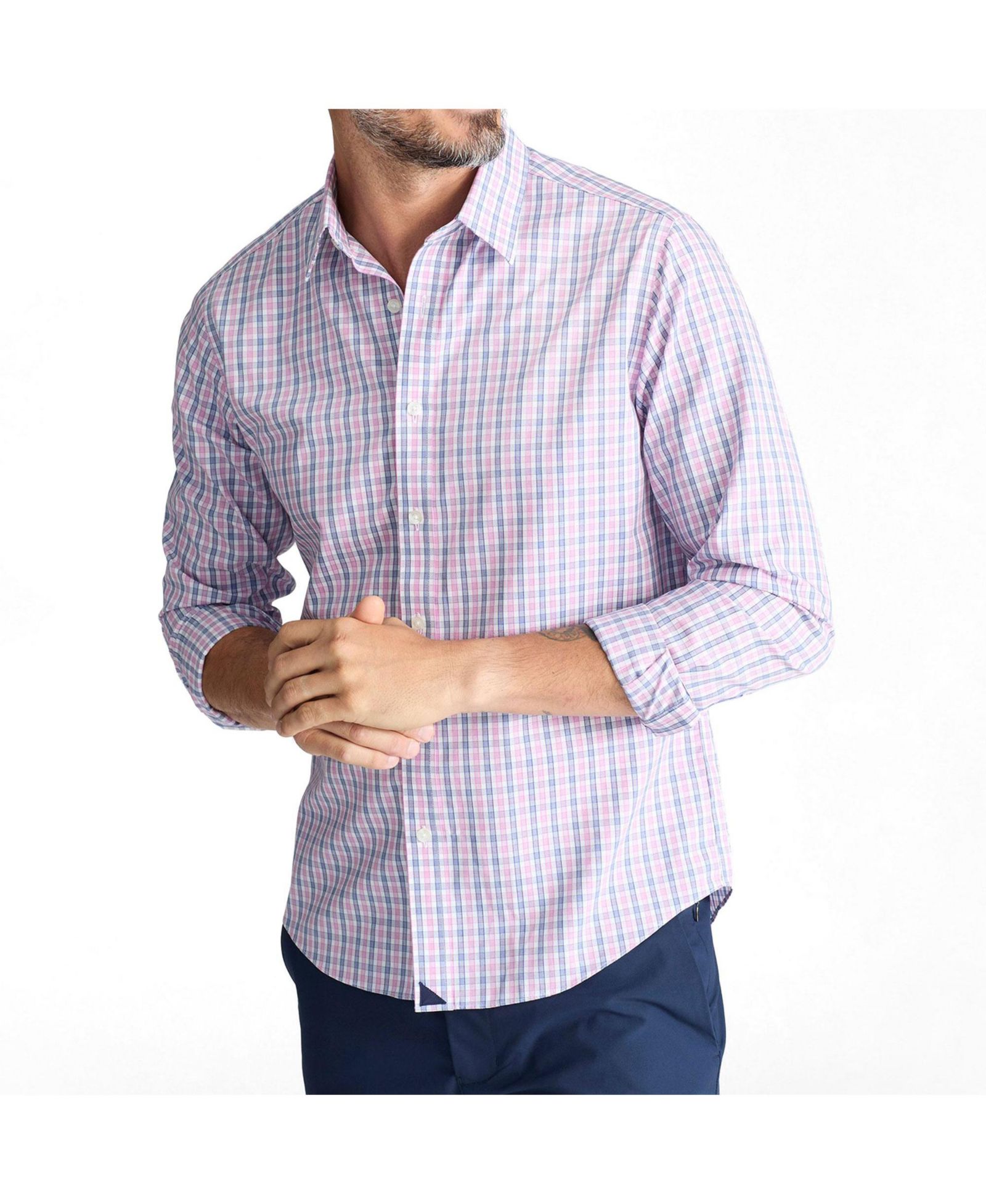 UNTUCKit Men's Regular Fit Long Sleeve Wrinkle Free Dolcetto Shirt