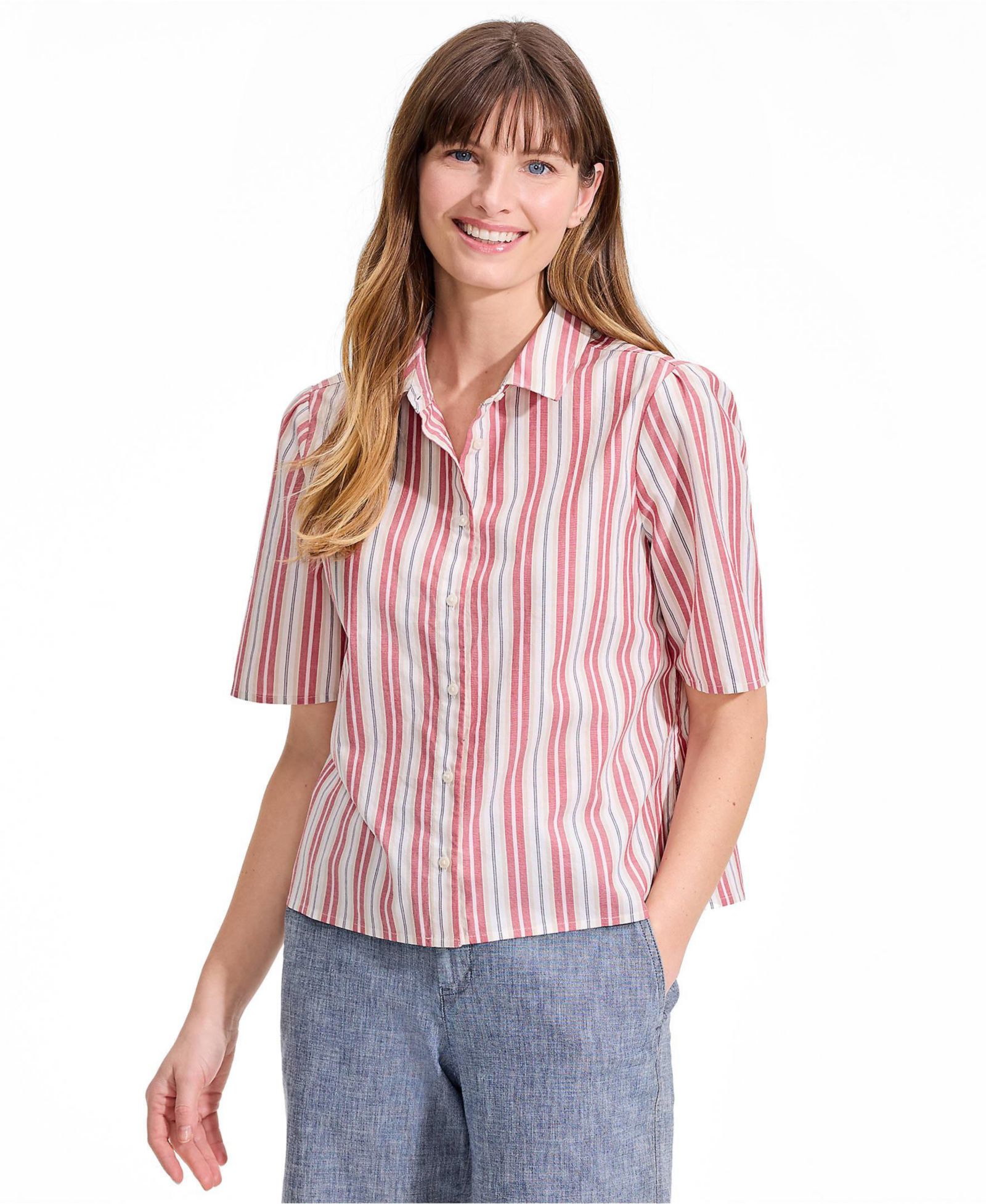 Lands' End Женская рубашка Poplin Button Front