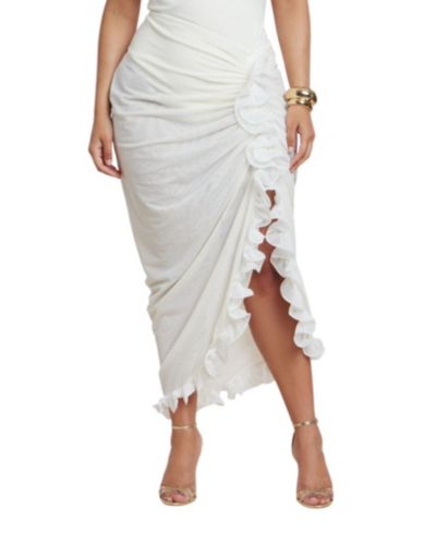 ELOQUII Women's Ruffled Sheer Mesh Skirt