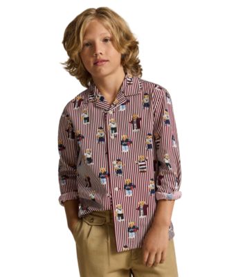 Детская хлопковая рубашка Polo Ralph Lauren Boys' 8-20 Polo Bear Striped